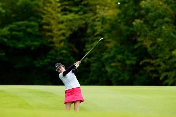 Tomoko Kanai of Japan plays her second shot on the 14th hole during the third round of the Sky Ladies ABC Cup at the ABC Golf Club on July 01, 2021...