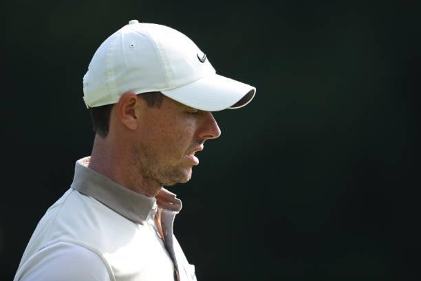Rory McIlroy of Northern Ireland walks on the 18th hole during Day One of The Dubai Duty Free Irish Open at Mount Juliet Golf Club on July 01, 2021...