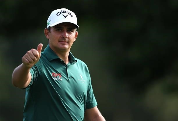 Christiaan Bezuidenhout of South Africa in action during Day One of The Dubai Duty Free Irish Open at Mount Juliet Golf Club on July 01, 2021 in...