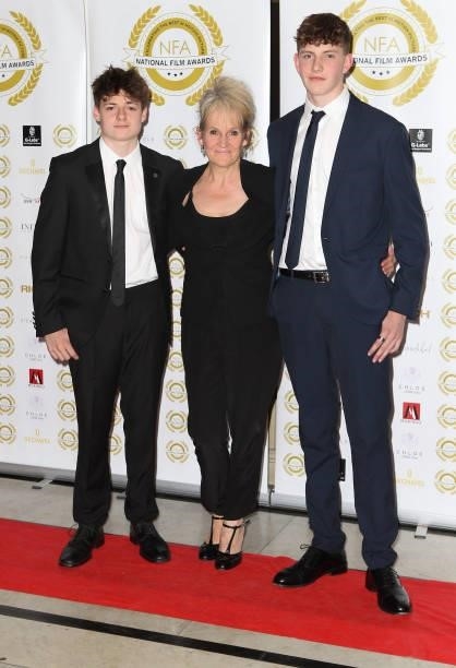 Lorraine Ashbourne with her son Louis Ashbourne Serkis and guest attend the National Film Awards UK 2021 at Porchester Hall on July 01, 2021 in...