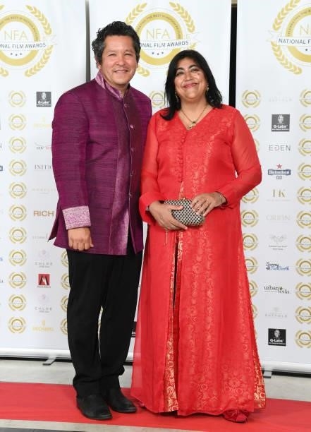Paul Mayeda Berges and Gurinder Chadha attend the National Film Awards 2021 held at Porchester Hall on July 1, 2021 in London, England.