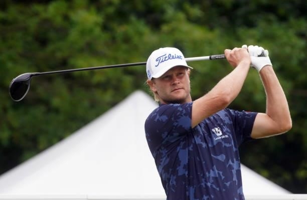 Henric Sturehed of Sweden in action during Day One of the Kaskada Golf Challenge at Kaskada Golf Resort on July 01, 2021 in Brno, Czech Republic.