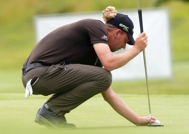 Marcel Siem of Germany in action during Day One of the Kaskada Golf Challenge at Kaskada Golf Resort on July 01, 2021 in Brno, Czech Republic.