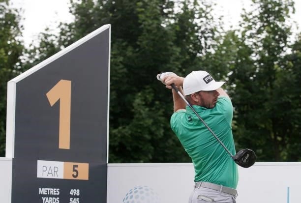 Daniel Young of Scotland in action during Day One of the Kaskada Golf Challenge at Kaskada Golf Resort on July 01, 2021 in Brno, Czech Republic.