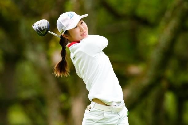 Amateur Konoha Okada of Japan hits her tee shot on the 2nd hole during the final round of the Sky Ladies ABC Cup at the ABC Golf Club on July 2, 2021...