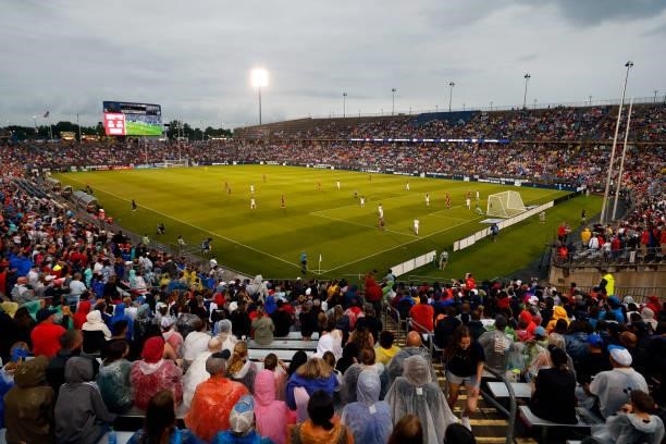 General view of the match between the United States and Mexico at Rentschler Field on July 01, 2021 in East Hartford, Connecticut.
