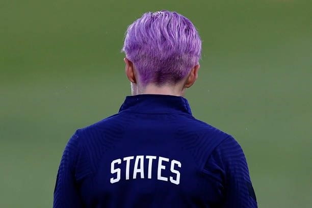 Megan Rapinoe of United States looks on before the game against Mexico at Rentschler Field on July 01, 2021 in East Hartford, Connecticut.