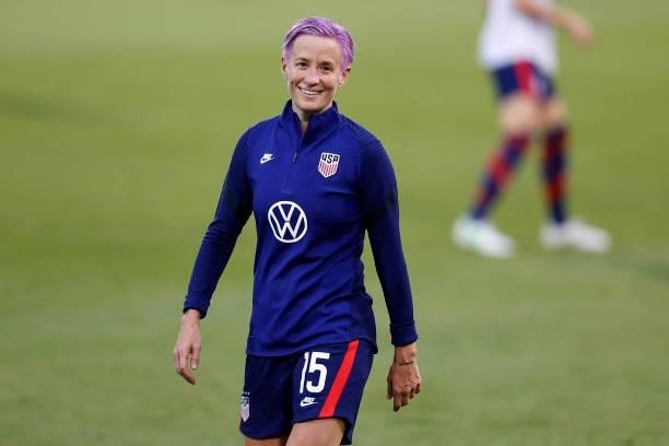 Megan Rapinoe of the United States looks on before the game against Mexico at Rentschler Field on July 01, 2021 in East Hartford, Connecticut.
