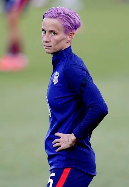 Megan Rapinoe of United States looks on before the game against Mexico at Rentschler Field on July 01, 2021 in East Hartford, Connecticut.