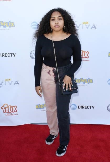 Anica Rose arrives at the Los Angeles Premiere Of "Felix And The Hidden Treasure