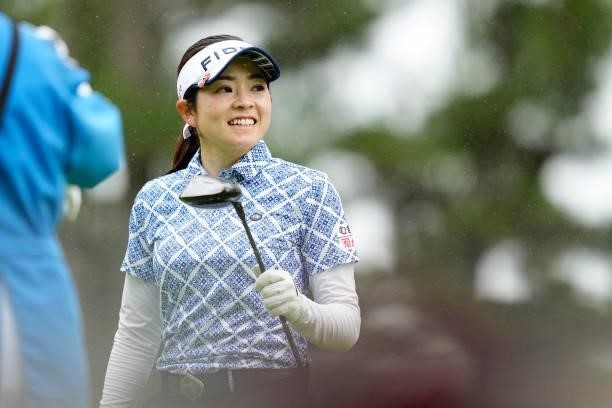 Sumika Nakasone of Japan smiles during the final round of the Sky Ladies ABC Cup at the ABC Golf Club on July 02, 2021 in Kato, Hyogo, Japan.