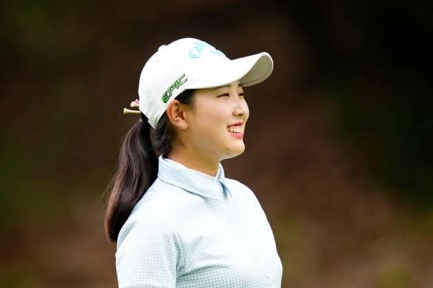 Hana Lee of South Korea smiles during the final round of the Sky Ladies ABC Cup at the ABC Golf Club on July 02, 2021 in Kato, Hyogo, Japan.