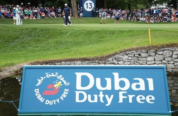 Shane Lowry of Ireland crosses a bridge on the 13th hole during Day Two of The Dubai Duty Free Irish Open at Mount Juliet Golf Club on July 02, 2021...
