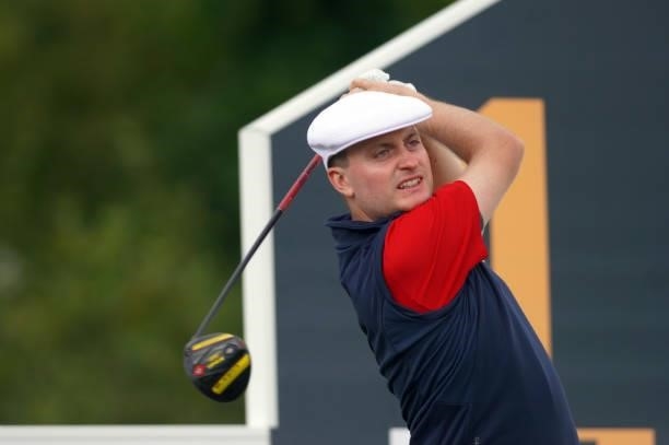David Carey of Ireland in action during Day Two of the Kaskada Golf Challenge at Kaskada Golf Resort on July 02, 2021 in Brno, Czech Republic.
