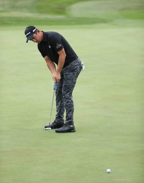 Lucas Herbert of Australia putts on on the 18th green during Day Two of The Dubai Duty Free Irish Open at Mount Juliet Golf Club on July 02, 2021 in...
