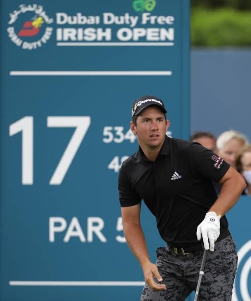 Lucas Herbert of Australia tees off on the 17th hole during Day Two of The Dubai Duty Free Irish Open at Mount Juliet Golf Club on July 02, 2021 in...