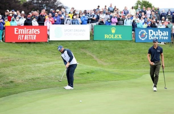 Andy Sullivan of England putts on the 18th green during Day Two of The Dubai Duty Free Irish Open at Mount Juliet Golf Club on July 02, 2021 in...