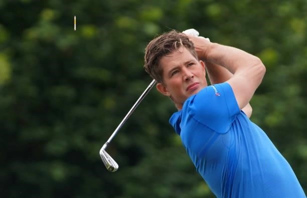 Niklas Noorgard Moller of Denmark in action during Day Two of the Kaskada Golf Challenge at Kaskada Golf Resort on July 02, 2021 in Brno, Czech...