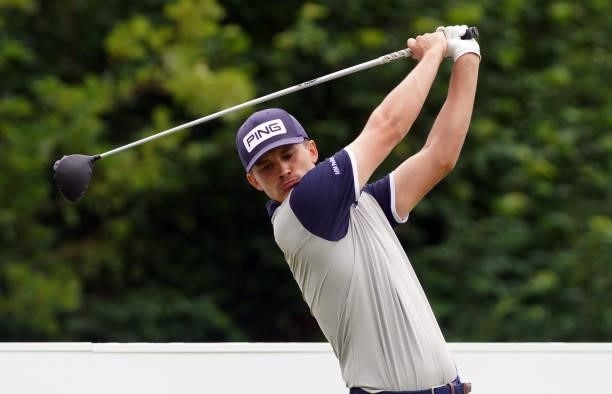 Jordan Wrisdale of England in action during Day Two of the Kaskada Golf Challenge at Kaskada Golf Resort on July 02, 2021 in Brno, Czech Republic.