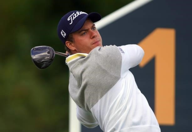 Eduard Rousaud of Spain in action during Day Two of the Kaskada Golf Challenge at Kaskada Golf Resort on July 02, 2021 in Brno, Czech Republic.