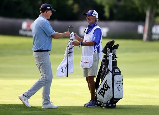Henrik Norlander of Sweden prepares to play his shot on the eighth hole during the second round of the Rocket Mortgage Classic on July 02, 2021 at...