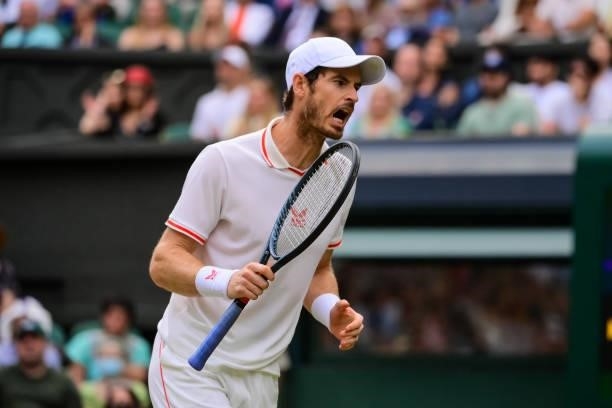 Andy Murray of Great Britain shows his frustration against Dennis Shapovalov of Canada in the third round of the gentlemen's singles during Day Five...