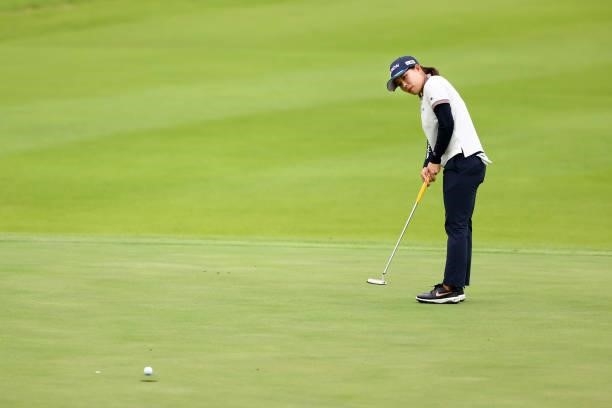 Minami Katsu of Japan attempts a putt on the 1st green during the first round of the Shiseido Ladies Open at Totsuka Country Club on July 3, 2021 in...