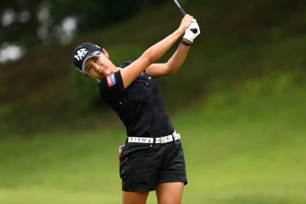 Bo-mee Lee of South Korea hits her tee shot on the 2nd hole during the first round of the Shiseido Ladies Open at Totsuka Country Club on July 3,...