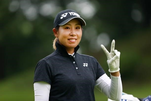 Maiko Wakabayashi of Japan poses on the 2nd hole during the first round of the Shiseido Ladies Open at Totsuka Country Club on July 3, 2021 in...