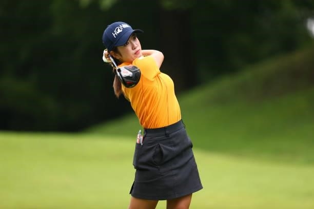Nanoko Hayashi of Japan hits her tee shot on the 2nd hole during the first round of the Shiseido Ladies Open at Totsuka Country Club on July 3, 2021...