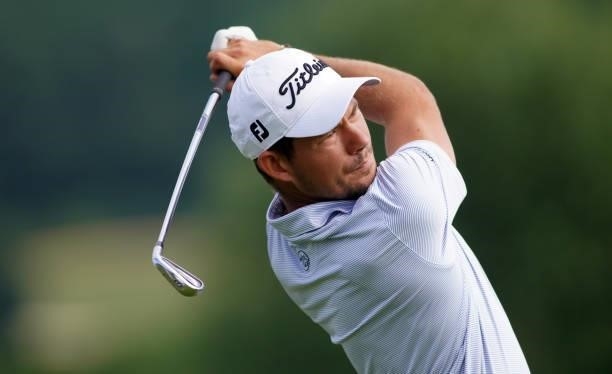 Jeremy Freiburghaus of Switzerland in action during Day Three of the Kaskada Golf Challenge at Kaskada Golf Resort on July 03, 2021 in Brno, Czech...
