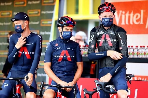 Richie Porte of Australia & Tao Geoghegan Hart of The United Kingdom and Team INEOS Grenadiers at start during the 108th Tour de France 2021, Stage 8...