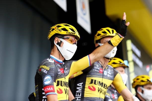 Primož Roglič of Slovenia and Team Jumbo-Visma at start during the 108th Tour de France 2021, Stage 8 a 150,8km stage from Oyonnax to Le...
