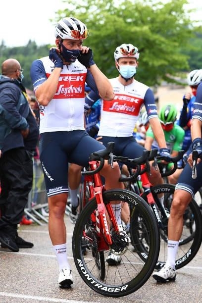 Mads Pedersen of Denmark and Team Trek - Segafredo at start during the 108th Tour de France 2021, Stage 8 a 150,8km stage from Oyonnax to Le...