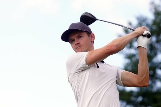 Daan Huizing of the Netherlands in action during Day Three of the Kaskada Golf Challenge at Kaskada Golf Resort on July 03, 2021 in Brno, Czech...