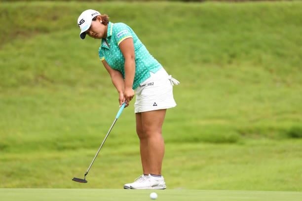Ai Suzuki of Japan attempts a putt on the 1st green during the first round of the Shiseido Ladies Open at Totsuka Country Club on July 3, 2021 in...