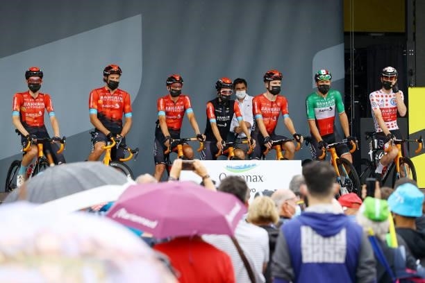 Pello Bilbao of Spain, Sonny Colbrelli of Italy, Dylan Teuns of Belgium, Wout Poels of The Netherlands, Matej Mohorič of Slovenia Polka Dot Mountain...