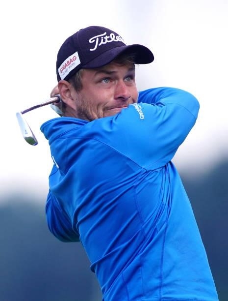 Simon Zach of the Czech Republic in action during Day Three of the Kaskada Golf Challenge at Kaskada Golf Resort on July 03, 2021 in Brno, Czech...