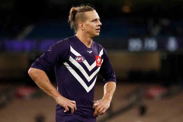 Nat Fyfe of the Dockers looks dejected after the round 16 AFL match between Fremantle Dockers and Carlton Blues at Melbourne Cricket Ground on July...