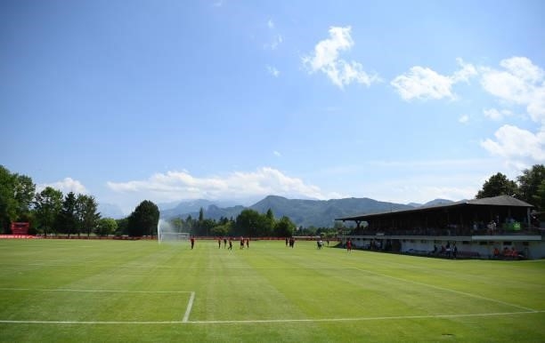General view of the pitch ahead of the Pre-Season Friendly match between FC Red Bull Salzburg and AS Monaco at Maximarkt Sportpark on July 03, 2021...