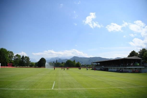 General view of the pitch ahead of the Pre-Season Friendly match between FC Red Bull Salzburg and AS Monaco at Maximarkt Sportpark on July 03, 2021...