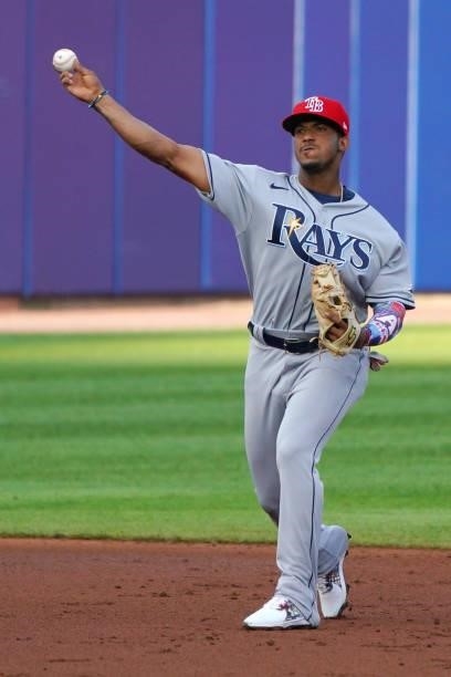 Wander Franco of the Tampa Bay Rays during the game against the Toronto Blue Jays at Sahlen Field on July 2, 2021 in Buffalo, New York.