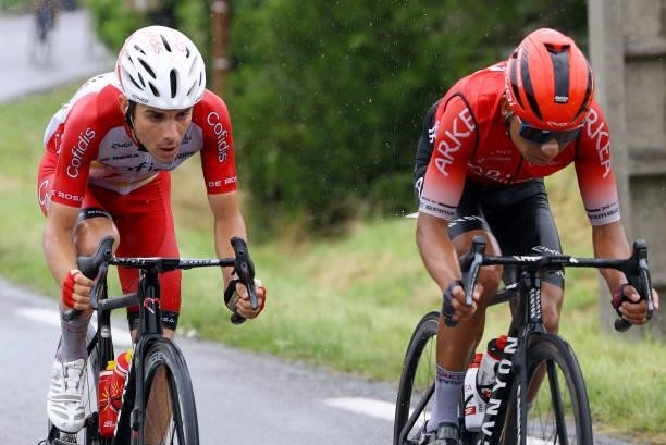Guillaume Martin of France and Team Cofidis & Nairo Quintana of Colombia and Team Arkéa Samsic during the 108th Tour de France 2021, Stage 8 a...