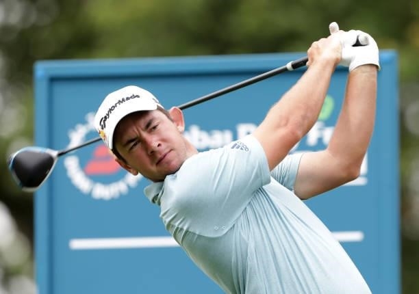Lucas Herbert of Australia tees off on the 8th hole during Day Three of The Dubai Duty Free Irish Open at Mount Juliet Golf Club on July 03, 2021 in...