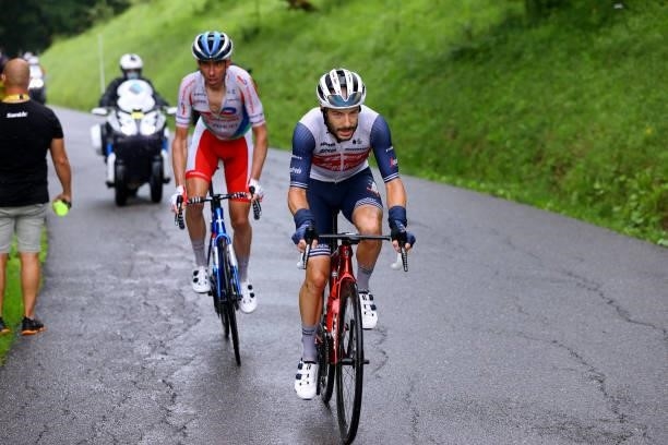 Víctor De La Parte of Spain and Team TotalEnergies & Julien Bernard of France and Team Trek - Segafredo during the 108th Tour de France 2021, Stage 8...