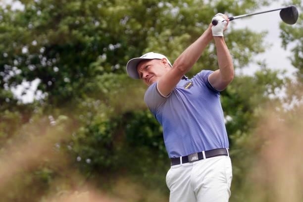 Simon Forsstrom of Sweden in action during Day Three of the Kaskada Golf Challenge at Kaskada Golf Resort on July 03, 2021 in Brno, Czech Republic.