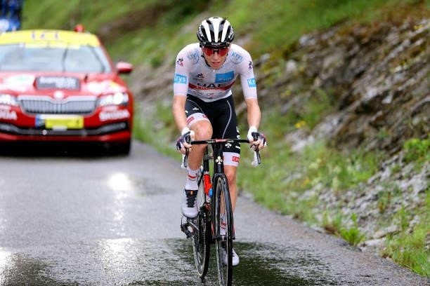 Tadej Pogačar of Slovenia and UAE-Team Emirates White Best Young Rider Jersey during the 108th Tour de France 2021, Stage 8 a 150,8km stage from...