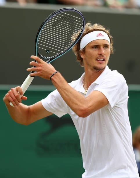 Alexander Zverev of Germany plays a forehand during his men's singles third round match against Taylor Fritz of United States during Day Six of The...