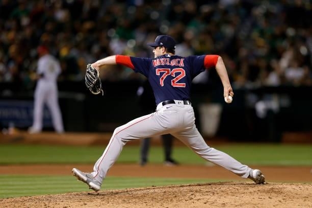 Garrett Whitlock of the Boston Red Sox pitches against the Oakland Athletics at RingCentral Coliseum on July 02, 2021 in Oakland, California.