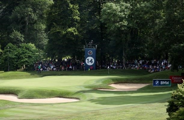 General view of the 14th green area during Day Three of The Dubai Duty Free Irish Open at Mount Juliet Golf Club on July 03, 2021 in Thomastown,...